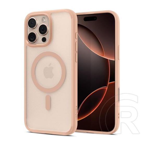 Spigen Apple iPhone 16 Pro ultra hybrid t mag műanyag telefonvédő (ütésállóság, légpárnás keret, magsafe) rozéarany