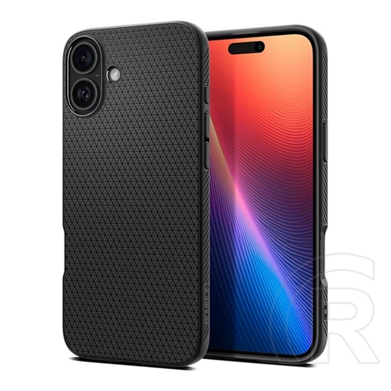 Spigen Apple iPhone 16 liquid air szilikon telefonvédő (ütésállóság, légpárnás sarok, rombusz) fekete