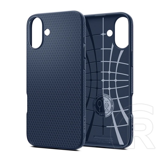 Spigen Apple iPhone 16 liquid air szilikon telefonvédő (ütésállóság, légpárnás sarok, rombusz) sötétkék