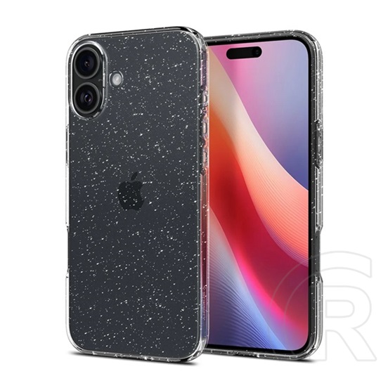 Spigen Apple iPhone 16 liquid crystal glitter szilikon telefonvédő (ütésállóság, légpárnás sarok, csillámporos) átlátszó