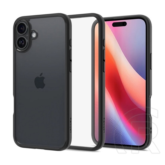Spigen Apple iPhone 16 ultra hybrid műanyag telefonvédő (ütésállóság, légpárnás keret) átlátszó/fekete