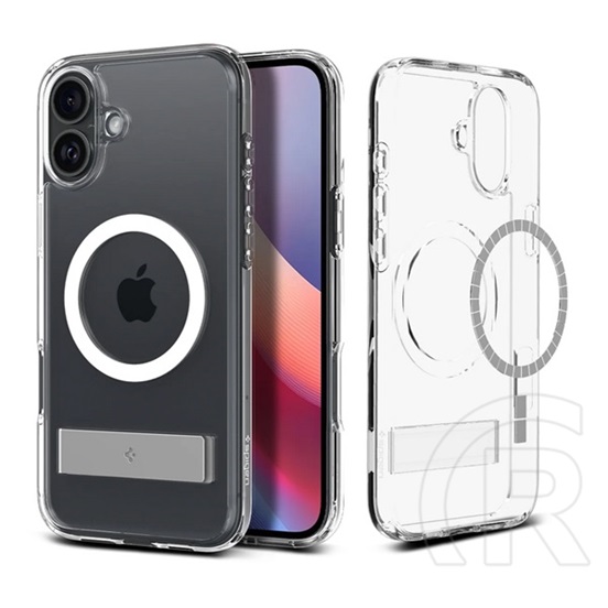 Spigen Apple iPhone 16 ultra hybrid s műanyag telefonvédő (ütésállóság, légpárnás keret, kitámasztó, magsafe) átlátszó