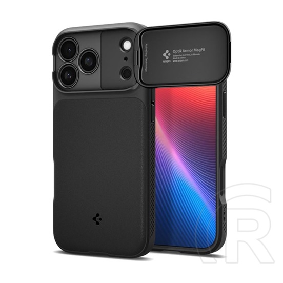 Spigen Apple iPhone 17 Pro optik armor mag szilikon telefonvédő (kameravédő, magsafe) fekete