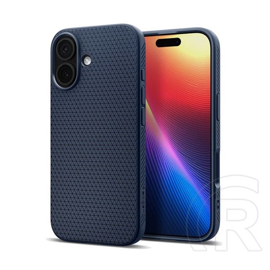 Spigen Apple iPhone 17 liquid air szilikon telefonvédő (ütésállóság, légpárnás sarok, rombusz) sötétkék