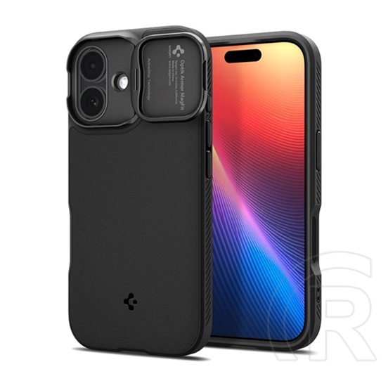 Spigen Apple iPhone 17 optik armor mag szilikon telefonvédő (kameravédő, magsafe) fekete