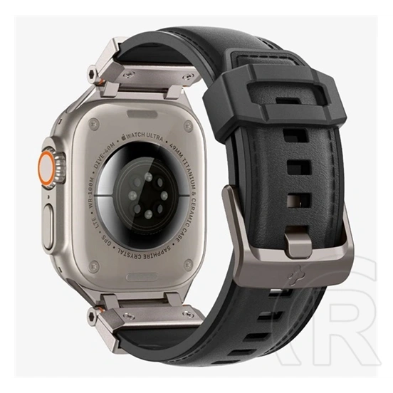 Spigen DuraPro Armor PU pótszíj (egyedi méret, nagy, bőrhatású, állítható, fém csat, fekete)