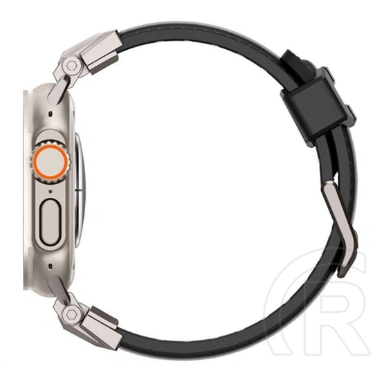 Spigen DuraPro Armor PU pótszíj (egyedi méret, nagy, bőrhatású, állítható, fém csat, fekete)