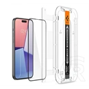Spigen EZ Fit HD képernyővédő üveg (2.5d, tokbarát, ultravékony, 0.2mm, 9H, segédkeret, fekete)
