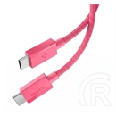 Spigen Essential EB6010CC adatkábel (type-c - type-c, 60W, PD gyorstöltő, cipőfűző, 100cm, rózsaszín)