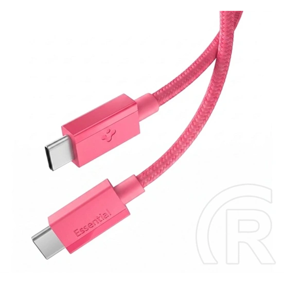 Spigen Essential EB6010CC adatkábel (type-c - type-c, 60W, PD gyorstöltő, cipőfűző, 100cm, rózsaszín)
