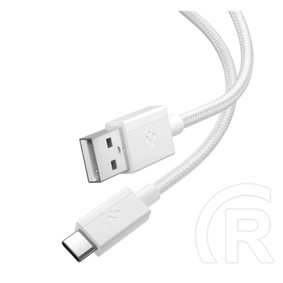 Spigen Essential EB6015AC adatkábel (USB - Type-C, 60W, PD gyorstöltés, cipőfűző, 150cm, fehér)