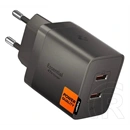 Spigen Essential EE472EU-GAN hálózati töltő (2 type-c aljzat, 47w, gan, pd gyorstöltő, sötétszürke)