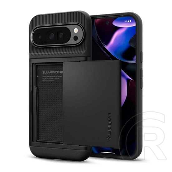 Spigen Google Pixel 9 Pro XL slim armor cs szilikon védő (műanyag hátlap, kártyatartó, ütésálló, légpárnás sarok) fekete