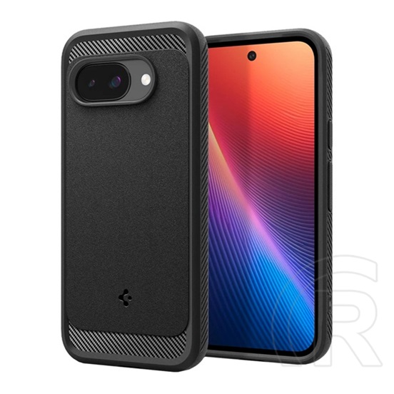 Spigen Google Pixel 9a rugged armor szilikon telefonvédő (ütésállóság, légpárnás sarok, karbon minta, magsafe) fekete