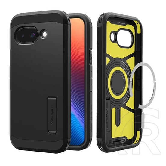 Spigen Google Pixel 9a tough armor mag műanyag telefonvédő (ütésállóság, kitámasztó, magsafe) fekete