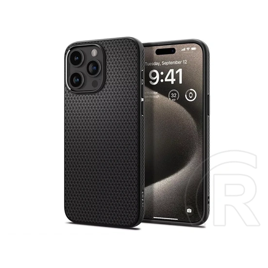 Spigen Liquid Air ütésálló tok (Apple iPhone 15 Pro Max, fekete)
