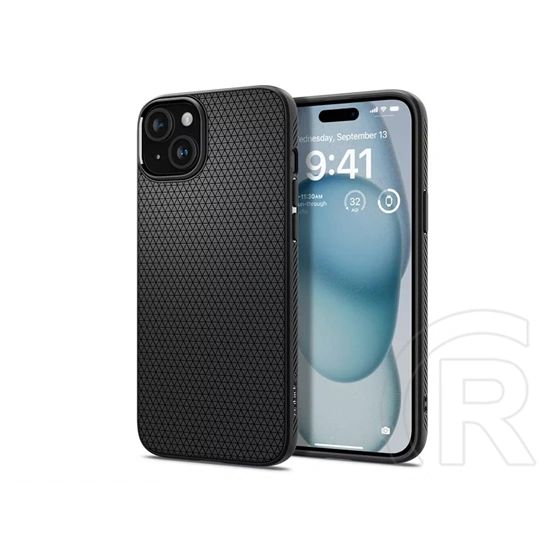 Spigen Liquid Air ütésálló tok (Apple iPhone 15, fekete)