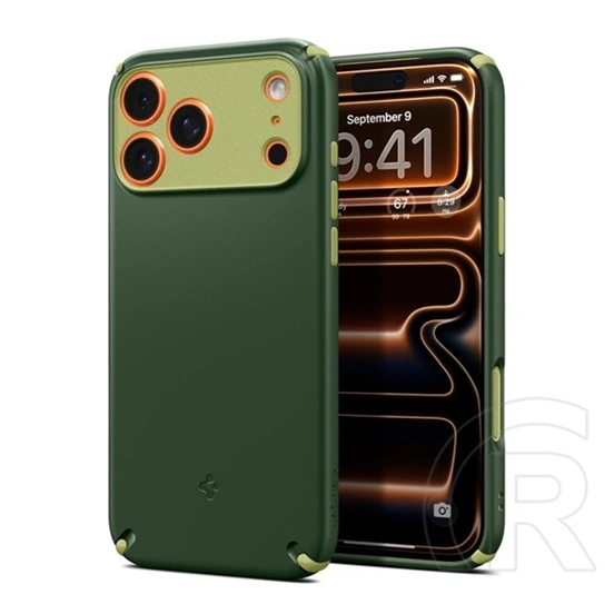 Spigen Nano Pop Hybrid szilikon telefonvédő (légpárnás sarok, kameravédő, MagSafe, sötétzöld)