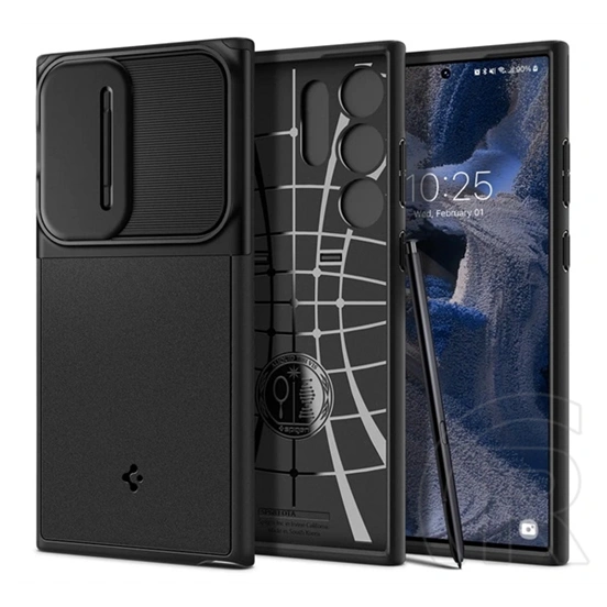 Spigen Optik Armor szilikon telefonvédő (kameravédő, prémium minőség, fekete)