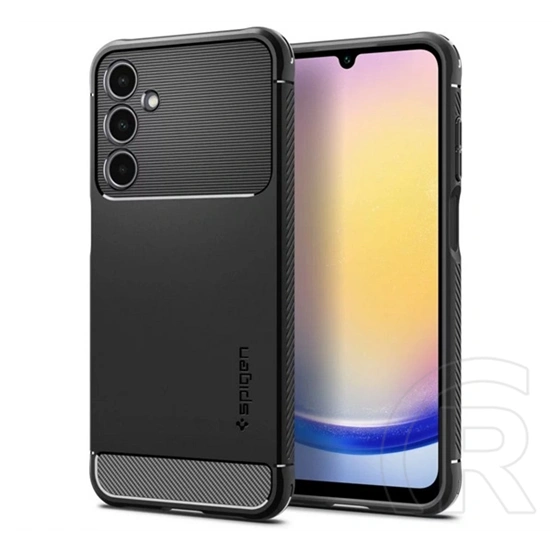 Spigen Rugged Armor szilikon telefonvédő (ütésállóság, légpárnás sarok, karbon minta, fekete)