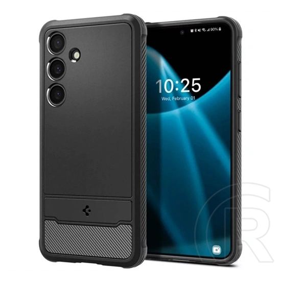 Spigen Rugged Armor szilikon telefonvédő (ütésállóság, légpárnás sarok, karbon minta, fekete)