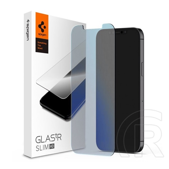 Spigen SLIM HD ANTIBLUE Apple iPhone 12 mini képernyővédő üveg (2.5D, kék fény elleni védelem, ultravékony, 0.2mm, 9H)