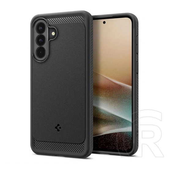 Spigen Samsung A37 5G rugged armor szilikon telefonvédő (ütésállóság, légpárnás sarok, karbon minta) fekete