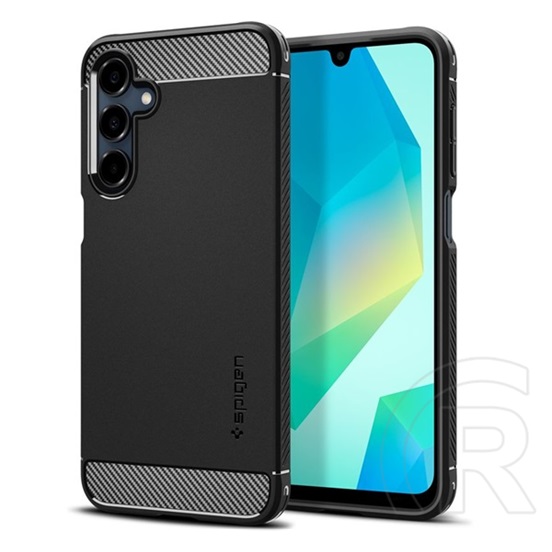 Spigen Samsung Galaxy A16 5G (SM-A166) rugged armor szilikon védő (ütésállóság, légpárnás sarok, karbon minta) fekete