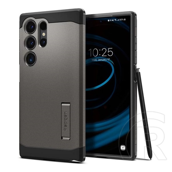 Spigen Samsung Galaxy S24 Ultra (SM-S928) rugged armor szilikon telefonvédő (ütésállóság, légpárnás sarok) sötétszürke