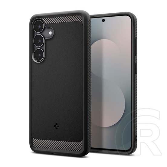 Spigen Samsung Galaxy S25 FE (SM-S731) rugged armor szilikon védő (ütésállóság, légpárnás sarok, karbon minta) fekete