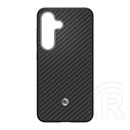 Spigen Samsung Galaxy S25 (SM-S931) enzo aramid telefonvédő (magsafe, karbon minta) fekete/ezüst