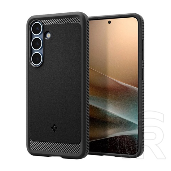 Spigen Samsung Galaxy S25 (SM-S931) rugged armor szilikon védő (ütésálló, légpárnás sarok, karbon minta, magsafe) fekete