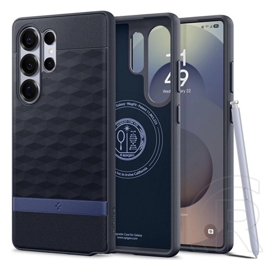 Spigen Samsung Galaxy S25 Ultra (SM-S938) Spigen parallax szilikon védő (ütésálló, magsafe, 3d rombusz) sötétkék
