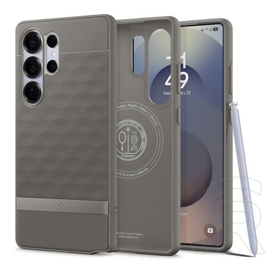 Spigen Samsung Galaxy S25 Ultra (SM-S938) Spigen parallax szilikon védő (ütésálló, magsafe, 3d rombusz) világosszürke