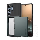 Spigen Samsung Galaxy S25 Ultra (SM-S938) slim armor cs szilikon védő (hátlap, kártyatartó, ütésálló) sötétzöld