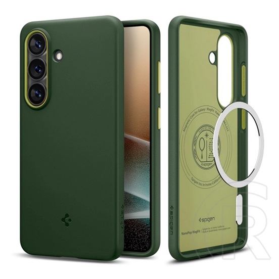 Spigen Samsung Galaxy S26 (SM-S942) nano pop szilikon telefonvédő (kameravédő, magsafe) sötétzöld