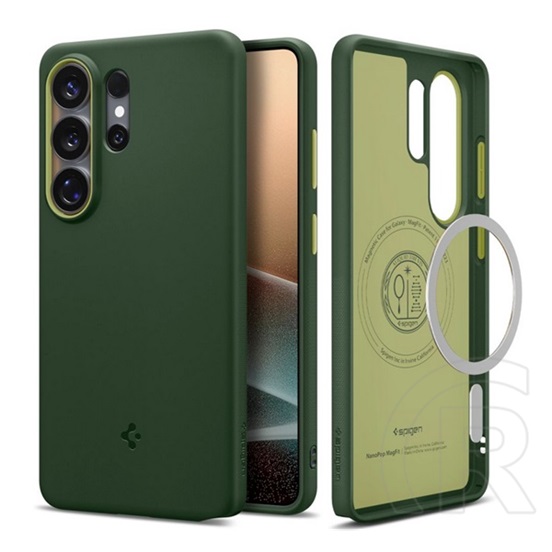 Spigen Samsung Galaxy S26 Ultra (SM-S948) nano pop szilikon telefonvédő (kameravédő, magsafe) sötétzöld