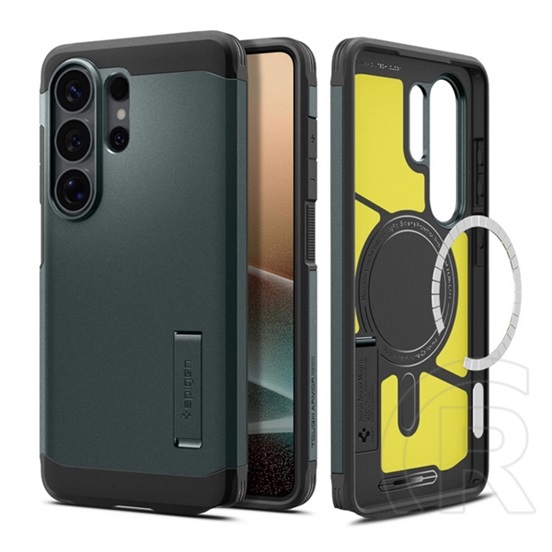 Spigen Samsung Galaxy S26 Ultra (SM-S948) tough armor mag műanyag védő (ütésállóság, kitámasztó, magsafe) sötétzöld