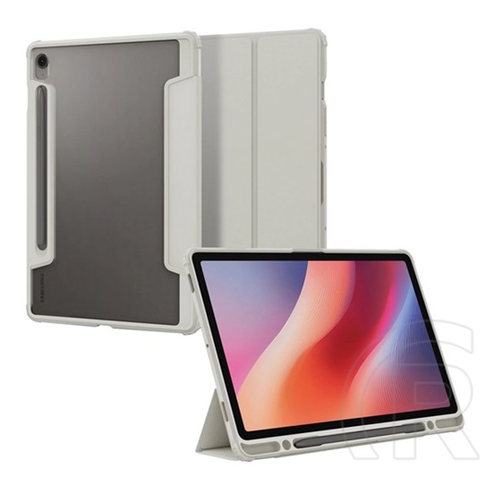 Spigen Samsung Galaxy Tab S9 FE LTE (SM-X516) ultra hybrid pro tok álló, bőr hatású (flip, ceruza tartó) világosszürke