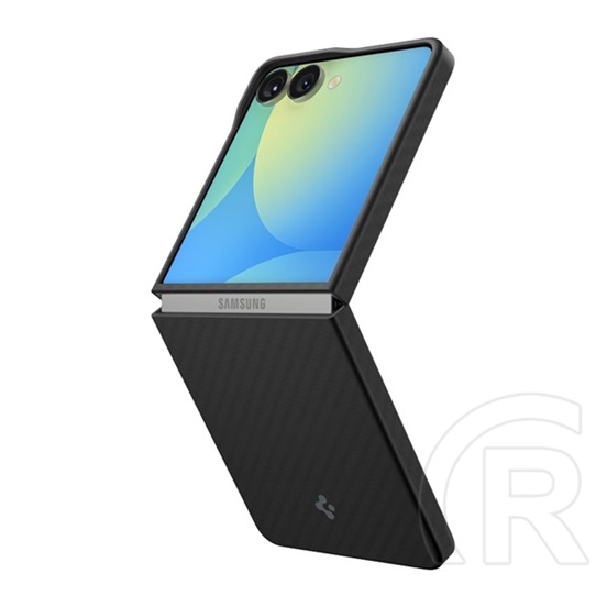 Spigen Samsung Galaxy Z Flip7 (SM-F766) airskin szilikon telefonvédő (ütésállóság, karbon minta) fekete