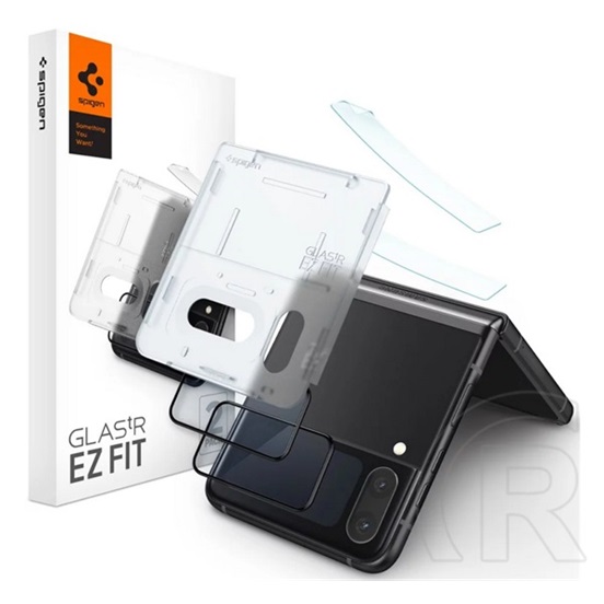 Spigen Samsung Galaxy Z Flip 4 (SM-F721) képernyővédő üveg 2db ( ujjlenyomatmentes, extra karcálló, színkiemelés) feket
