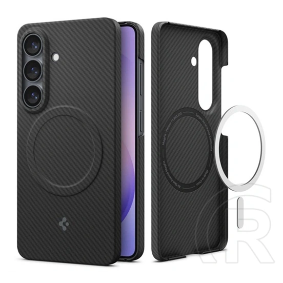 Spigen Samsung S26 air skin aramid magsafe műanyag telefonvédő (ultravékony, mágneses, karbon minta) fekete