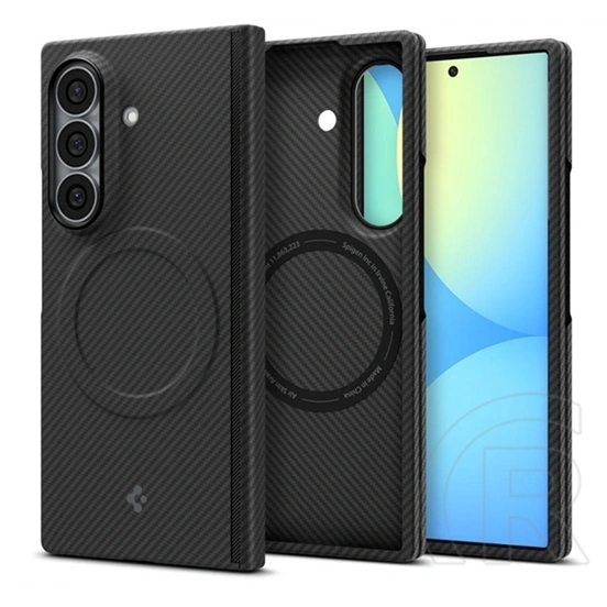 Spigen Samsung Z Fold8 Ultra air skin aramid magsafe műanyag telefonvédő (ultravékony, mágneses, karbon minta) fekete