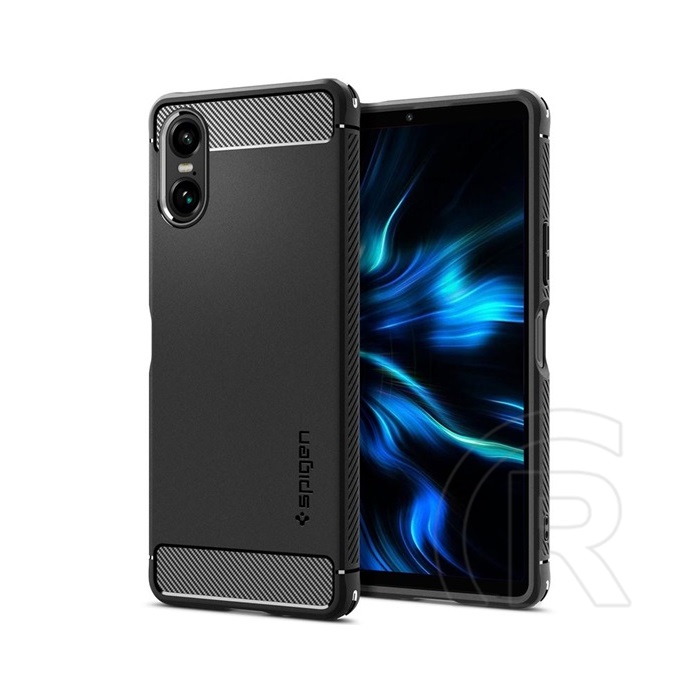 Spigen Sony Xperia 10 VI Spigen rugged armor szilikon telefonvédő (ütésállóság, légpárnás sarok, karbon minta) fekete