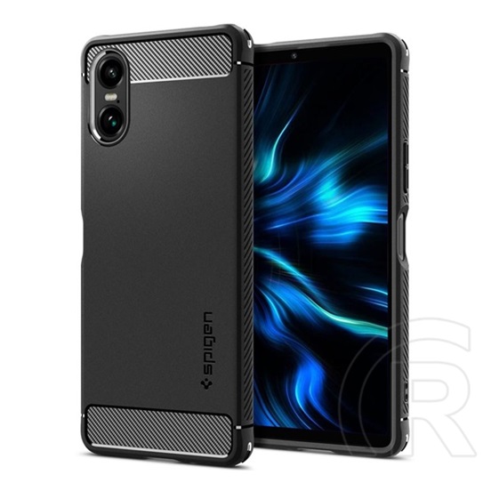 Spigen Sony Xperia 10 VI Spigen rugged armor szilikon telefonvédő (ütésállóság, légpárnás sarok, karbon minta) fekete
