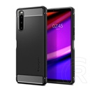 Spigen Sony Xperia 10 V (XQ-DC54) rugged armor szilikon védő (közepesen ütésálló, légpárnás sarok, karbon minta) fekete