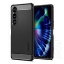 Spigen Sony Xperia 1 VI Spigen rugged armor szilikon telefonvédő (ütésállóság, légpárnás sarok, karbon minta) fekete