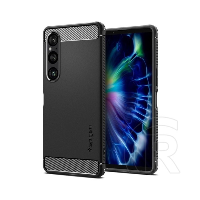 Spigen Sony Xperia 1 VI Spigen rugged armor szilikon telefonvédő (ütésállóság, légpárnás sarok, karbon minta) fekete