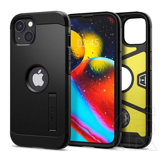 Spigen Though Armor műanyag telefonvédő ( Apple iPhone 13 szilikon keret, közepesen ütésálló, logó kivágás) fekete