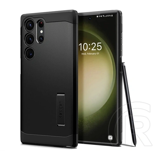 Spigen Tough Armor szilikon telefonvédő (ütésállóság, kitámasztó, prémium minőség, fekete)